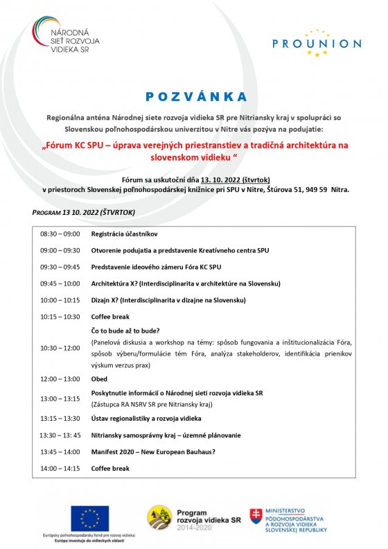 Fórum KC SPU – úprava verejných priestranstiev a tradičná architektúra na slovenskom vidieku